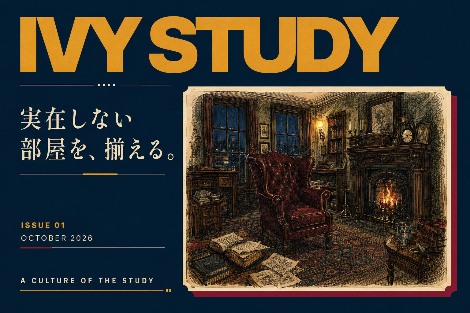 IVY STUDY ISSUE 01 2026年10月号の表紙。「実在しない部屋を、揃える。」